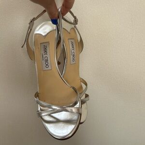 Jimmy Choo Metallic Silver Heels